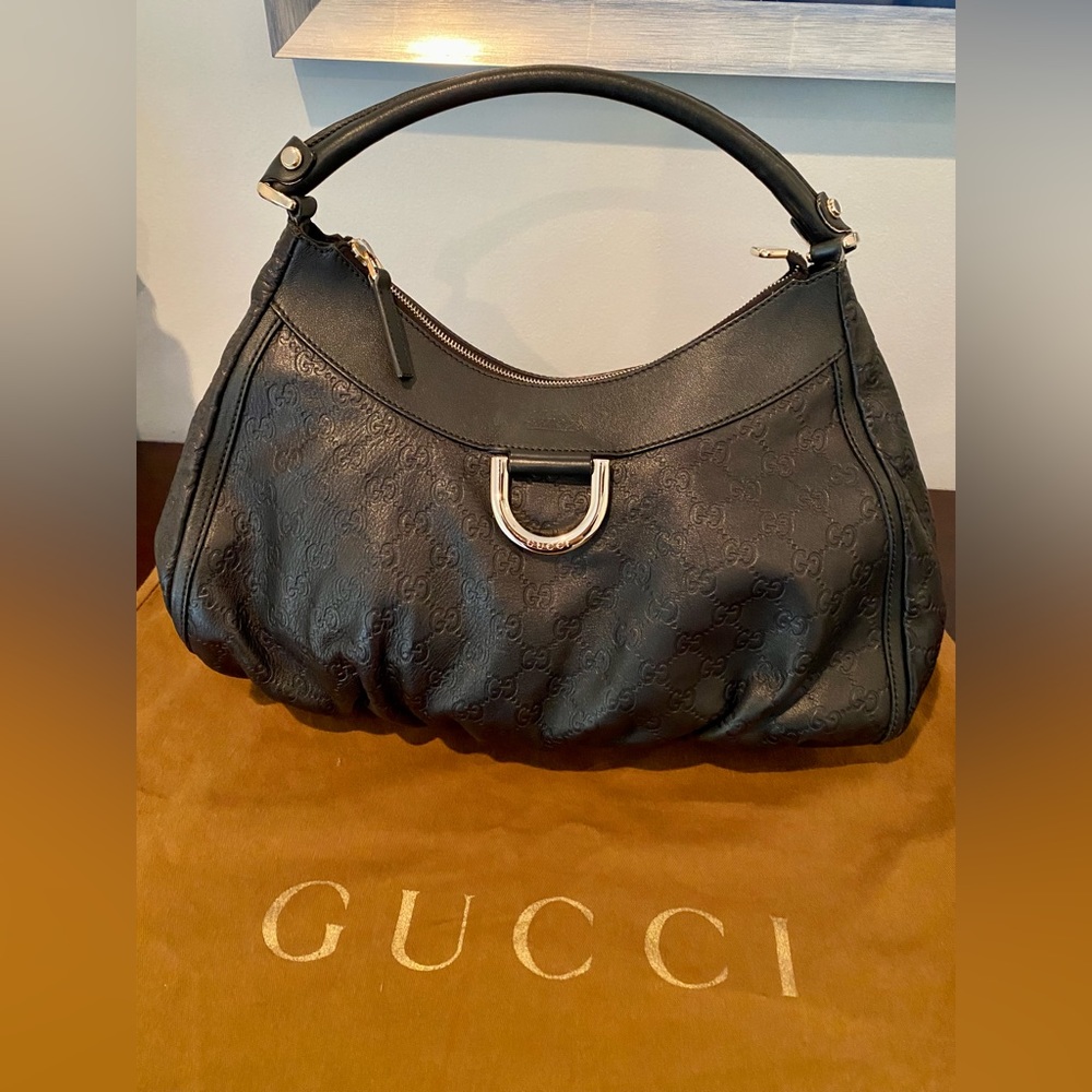 Gucci Black Leather Large Saddle Bag, Great Condition, Dust Bag Included